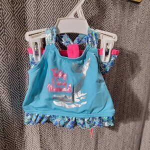 NWT Pink Platinum Little Girls' Mermaid 2 Piece Tankini Swimsuit Size 12M